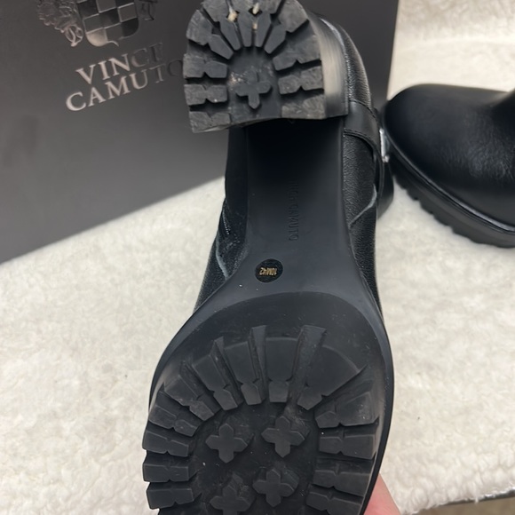 Vince Camuto VC-Elisen Womens Leather Block-Heel Mid-Calf Boots black size 10 - Picture 2 of 6